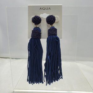 AQUA NAVY FRINGE TASSLE EARRING NAVY TOP